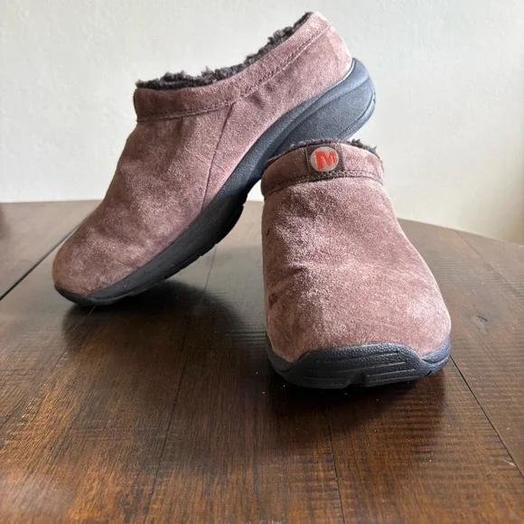 Merrell Women’s Primo Chill Chocolate Brown Suede Clogs w/ Cozy Lining, Sz. 9 - Picture 2 of 10